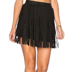 BB Dakota Barton fringe brown mini skirt